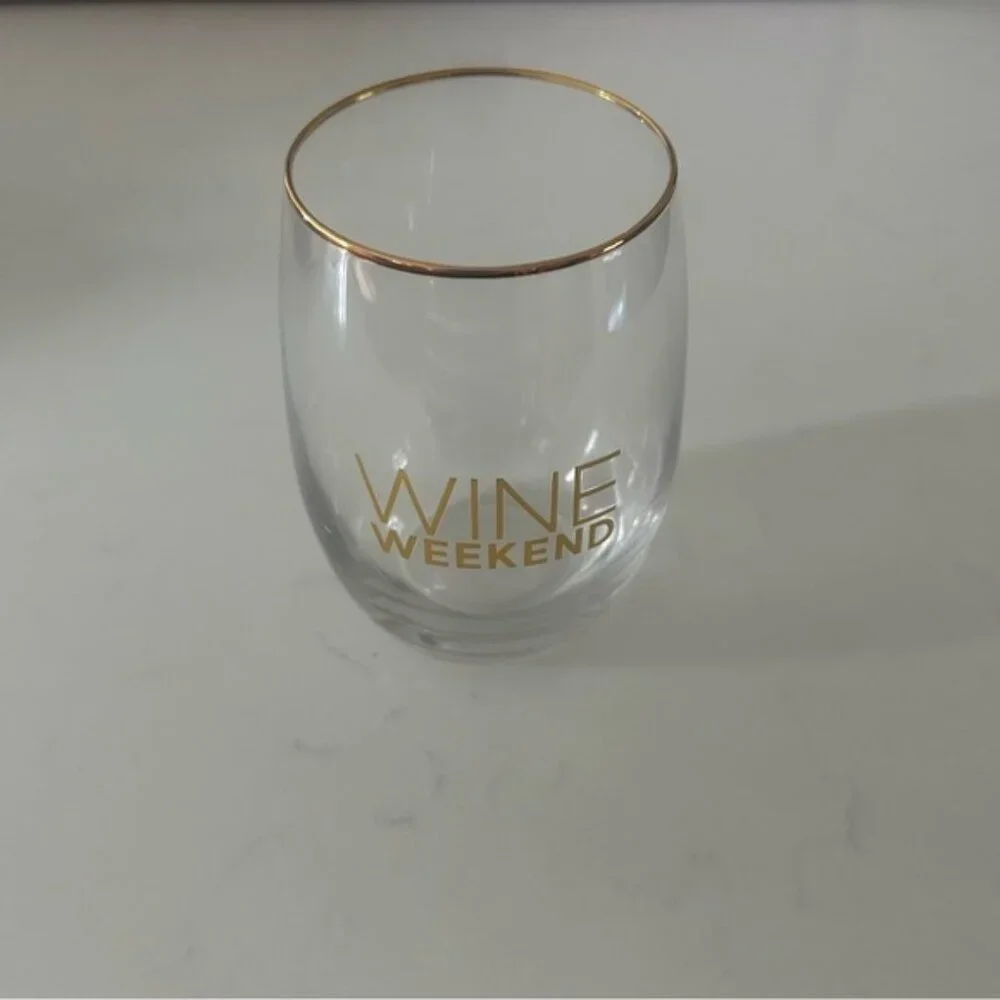 Gold Rimmed Wine Weekend Wine Glass
